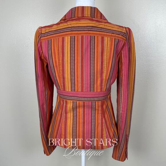 Rare Stripe Blazer Jacket ASO Paige Matthews Charmed Tie Front Vintage Y2K - Picture 7 of 11